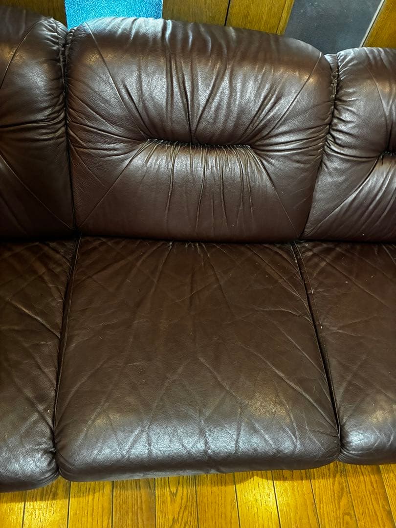 【たのメル便　送料込み】ダークブラウン 3人掛けソファ