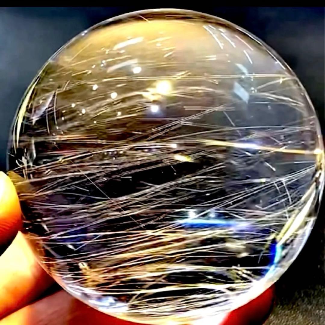 超絶綺麗✨64mm ゴールドルチルクォーツ　丸玉　スフィア　金針水晶