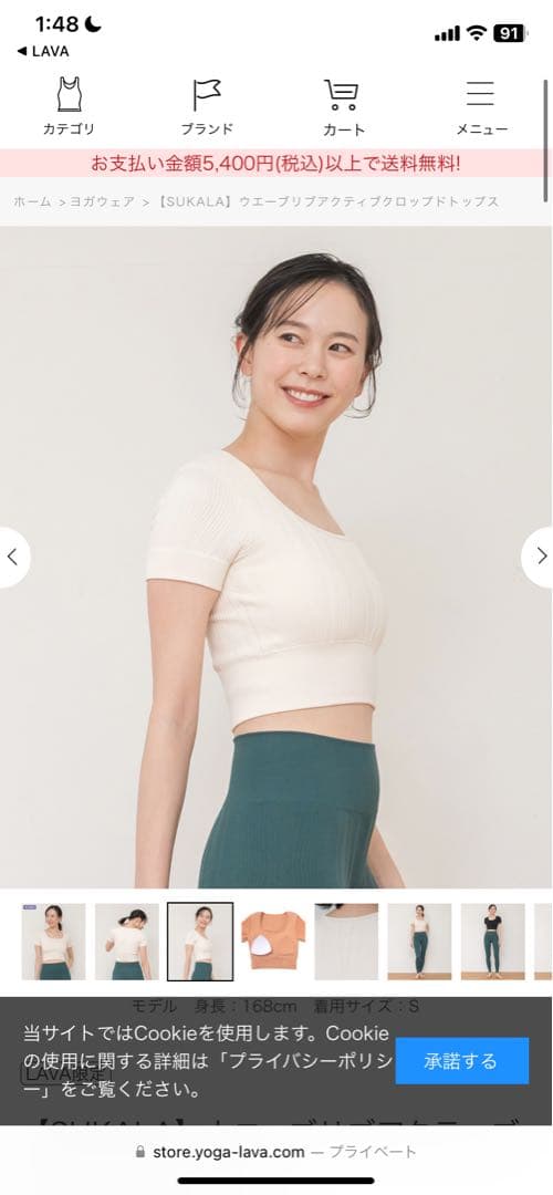 LAVA スカーラ　ウェーブリブアクティブクロップド　トップス