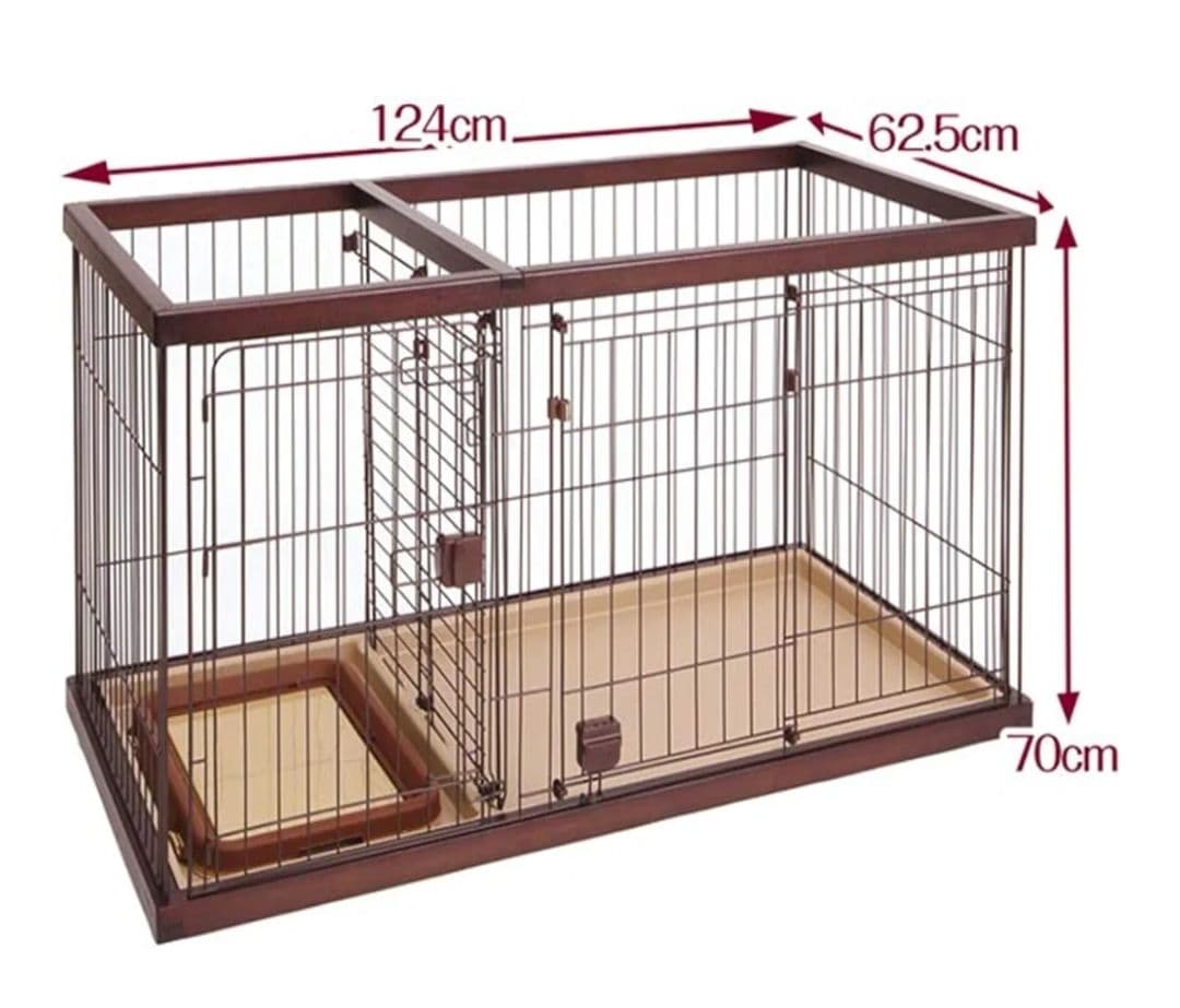 ☆美品☆ペティオ犬用ケージ屋根付き トイレ(メッシュ)付き ブラウン 124cm