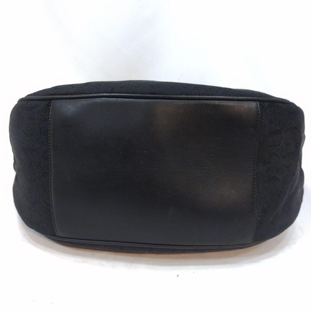 グッチ 三日月 ワンショルダーバッグ レザー×キャンバス 肩掛け GG柄 黒