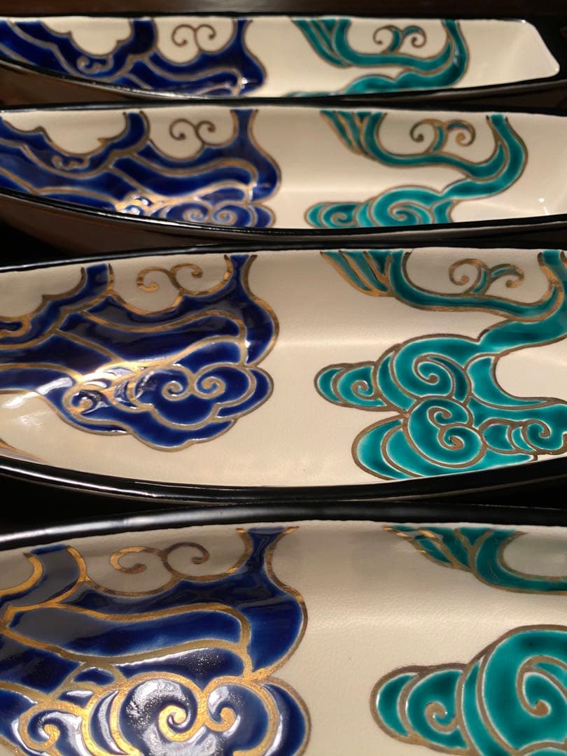 京焼向付　仁清流水舟形向付10客　新品未使用　京焼