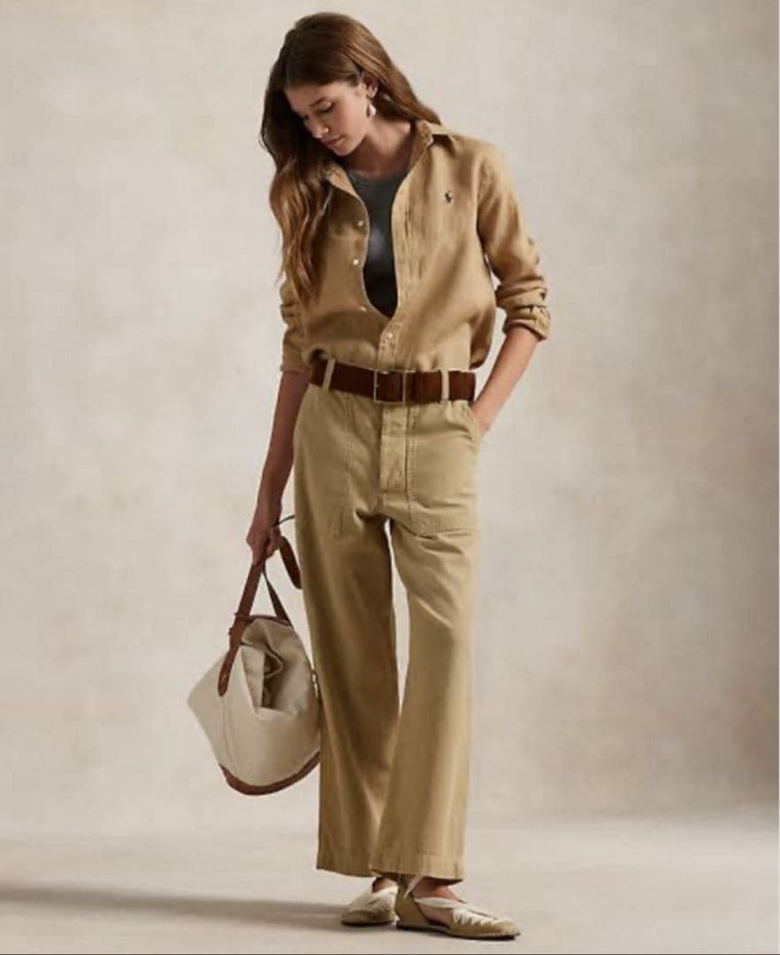 ✨極美品 ポロ ラルフローレン ベージュリネンシャツ SP クラシックフィット