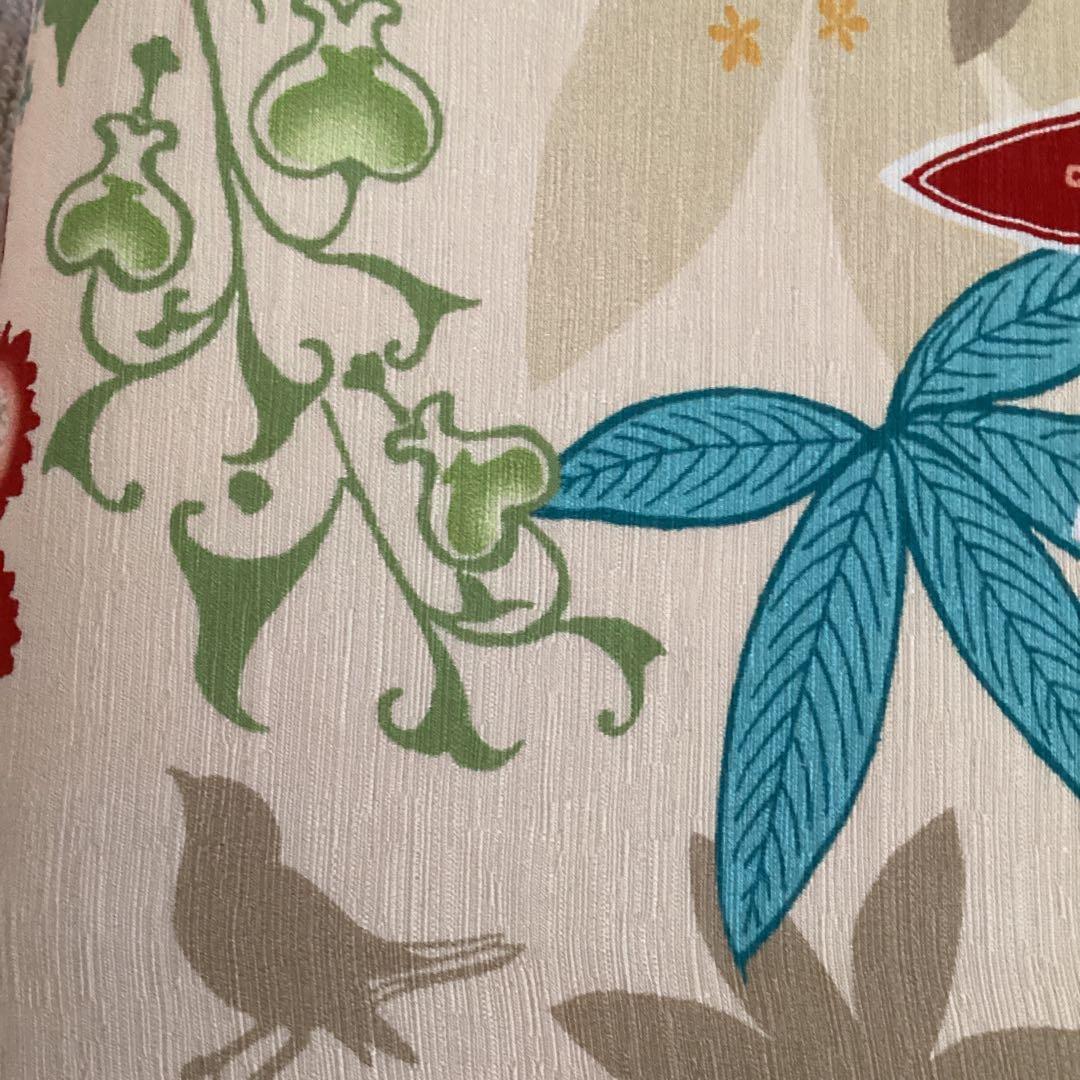 【工藤ちゃん】WAKKA 未使用半幅帯　南国の花々と鳥や蝶　正絹タグ付き