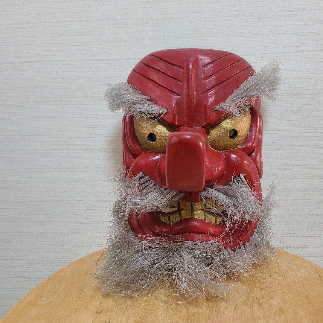 天狗面　木彫　お面　神楽　天狗