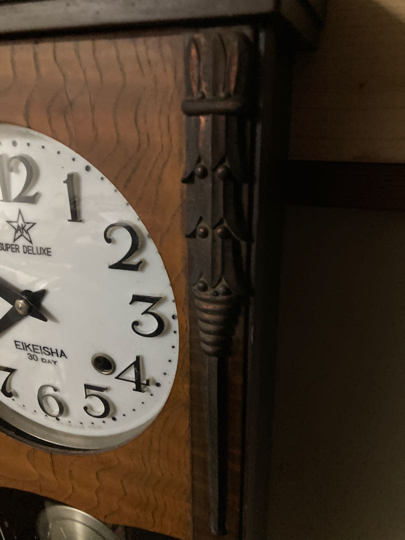 アンティーク栄計舎30DAY 柱時計 稼働中 宮型本打ち式時計