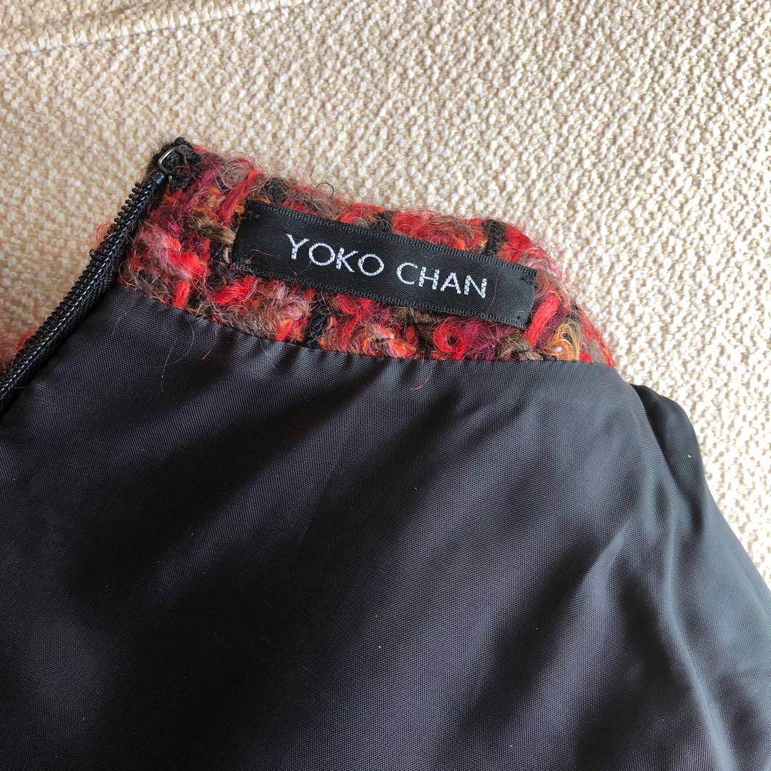 lemonsan 　YOKO CHAN♡36♡赤系ツイードひざ丈ワンピース