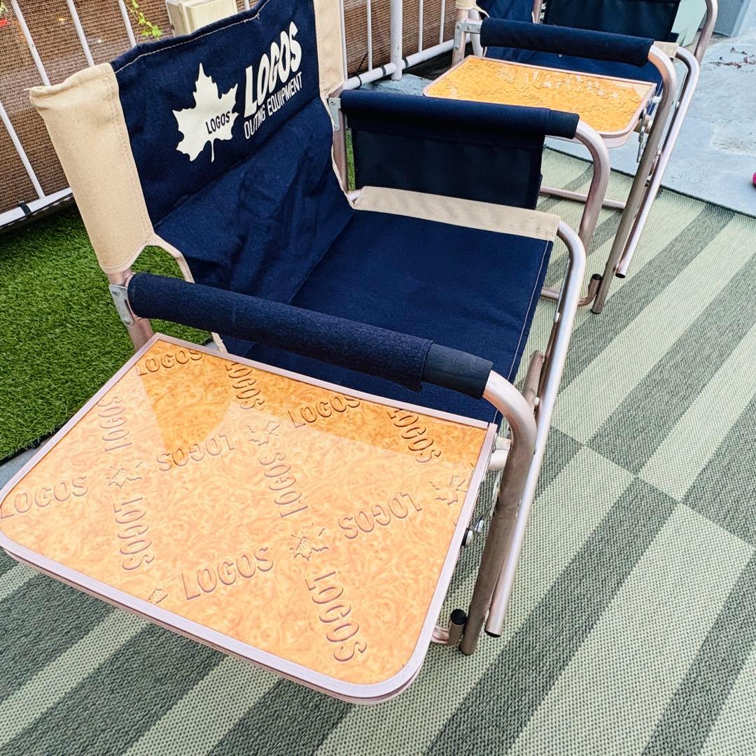 LOGOS アウトドアチェア 2セット テーブル付　ポケット　便利