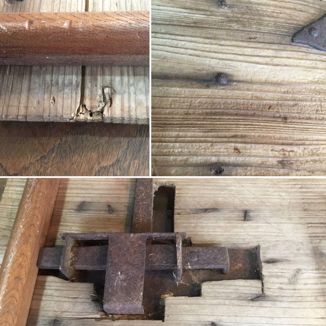 江戸〜明治時代　枯れ板　敷板　花台　錠前金具付　古い蔵戸/ 李朝　ソバン