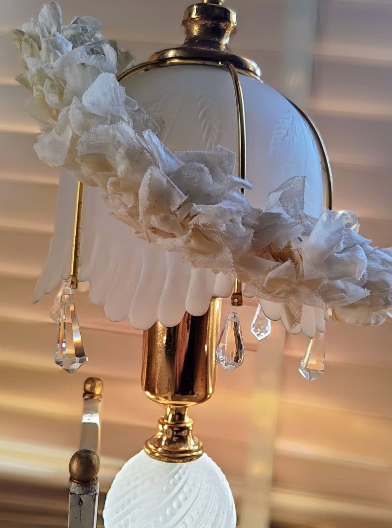 フランスアンティーク✨️布花冠・テーブルランプ ２点セット ブロカント