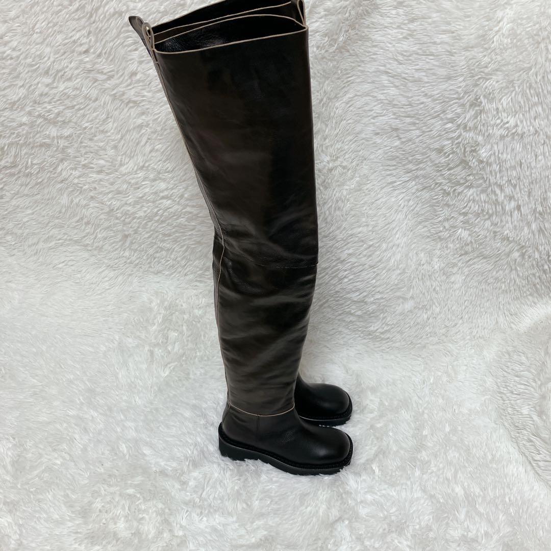 【定価18万】希少 美品 マルジェラ MM6 サイハイ ロングブーツ レザー 黒