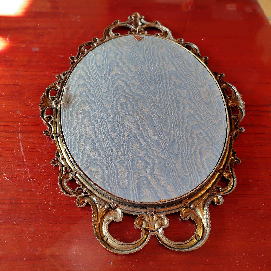 ブロンズ装飾オーバルミラー アンティーク 壁掛