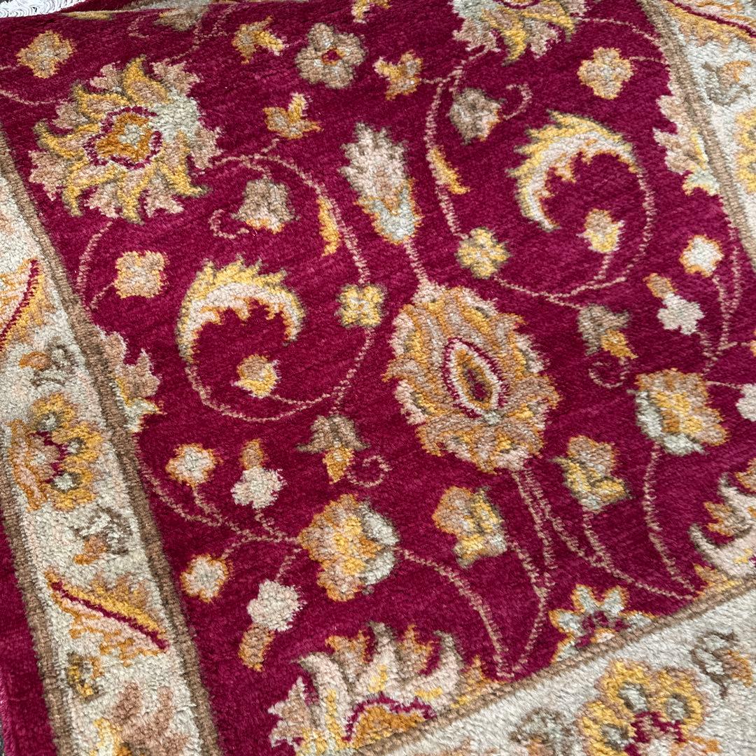 123x76cmペルシャ絨毯可愛い色合い玄関マット手織り絨毯