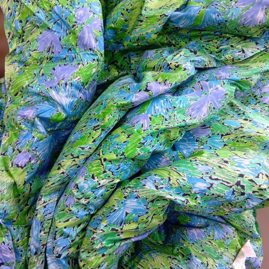 こたつ羽毛掛け布団 花柄 青緑　 200cm×200cm