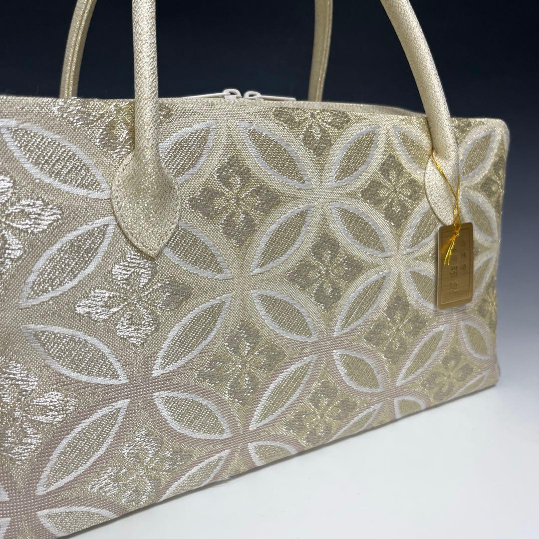 新品未使用品　京都 西陣織正絹帯地使用　利休バッグお茶席　250311