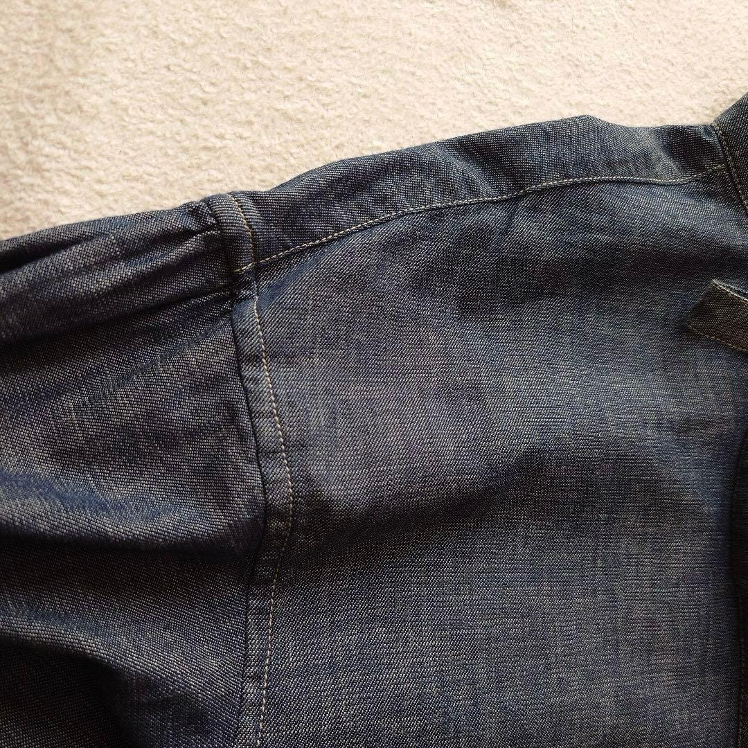 試着のみ　45R瑠璃ダンガリーデニムのボウタイクッペシャツ（加工） 45rpm