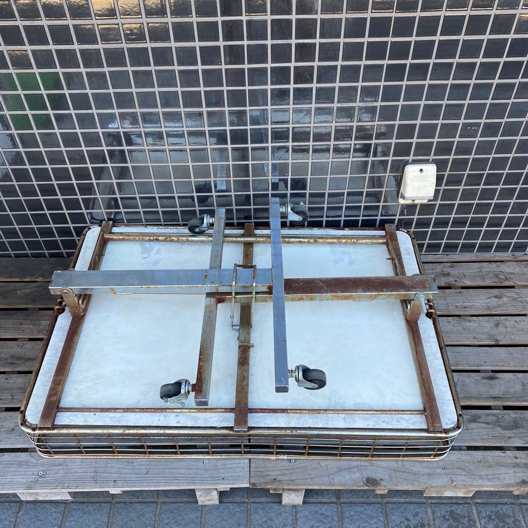 昭和レトロ 業務用折りたたみワゴン 店舗什器 インダストリアル