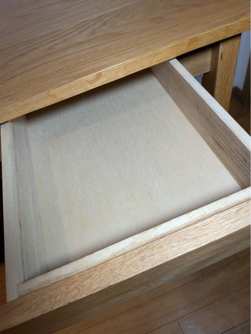 ■送料込■無印 木製デスク オーク材 110 事務 学習 勉強机 テーブル引出