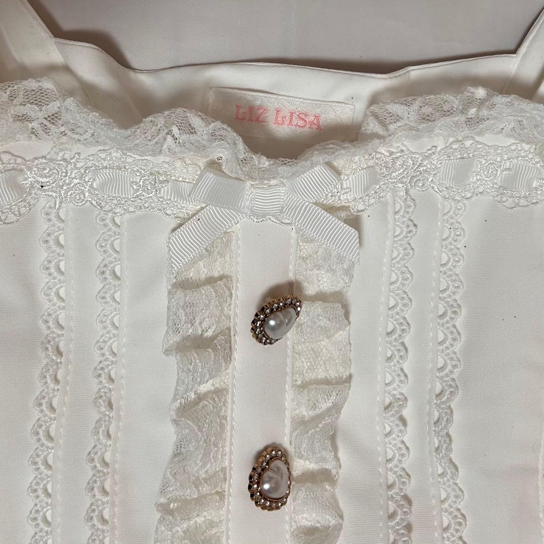 LIZLISA ティアラリボンティアードワンピース ホワイト