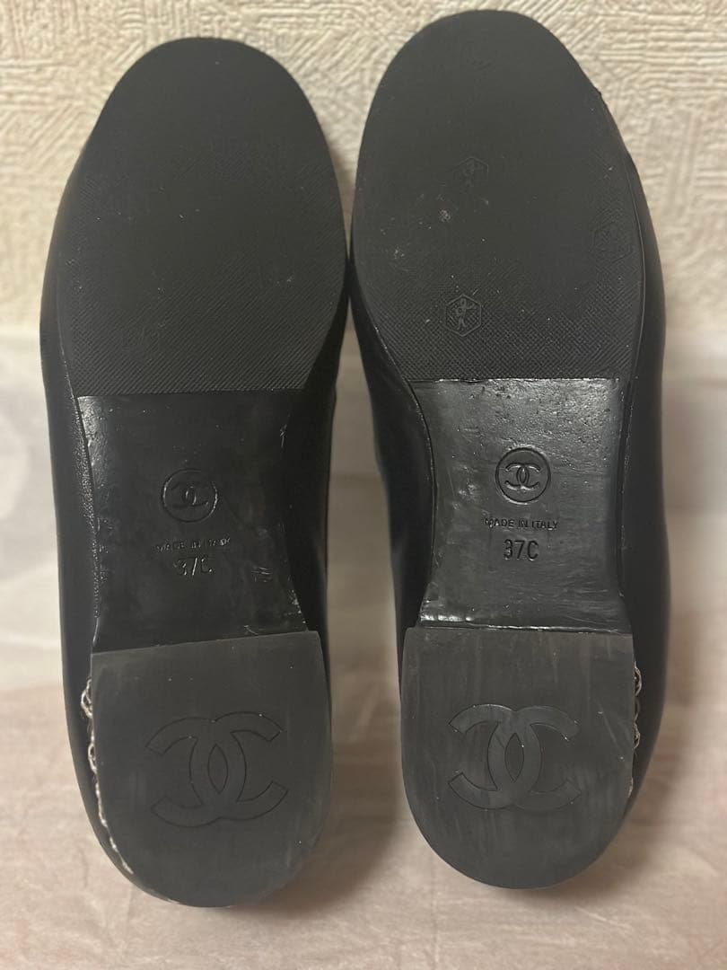 CHANEL ブラックレザー チェーンローファー37