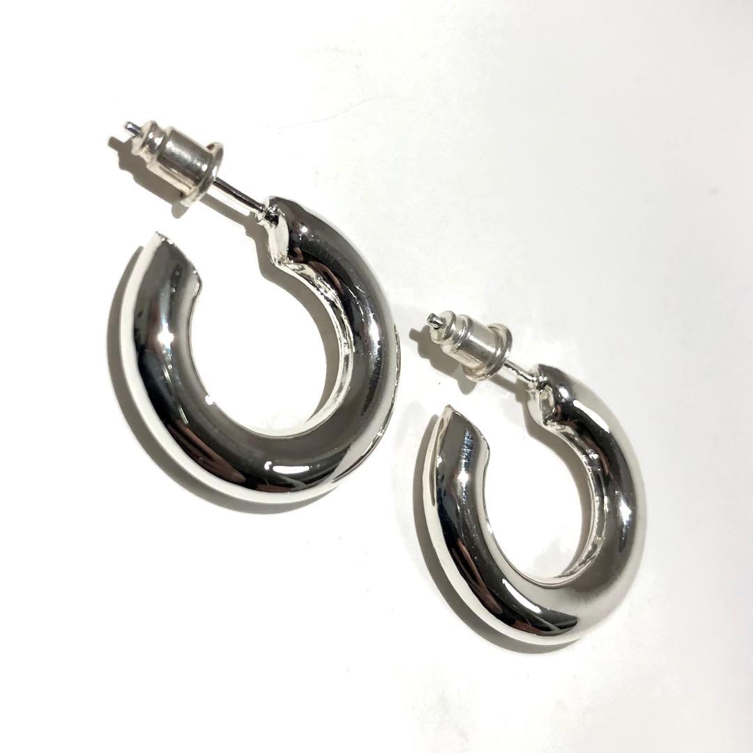 1001 シルバー　925 SILVER フープピアス　刻印　両耳　布袋付