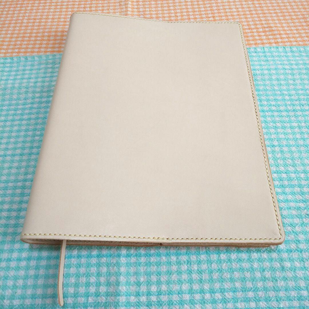 [青木]ヌメ革 ナチュラル レザーカバー、B5 26穴バインダー付