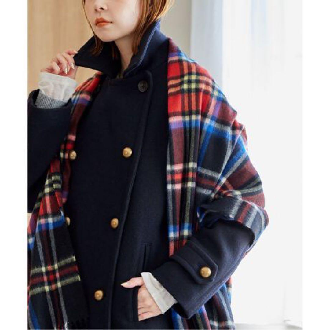 ジャーナルスタンダード MANTECOダブルクロスPコート ネイビー 金釦