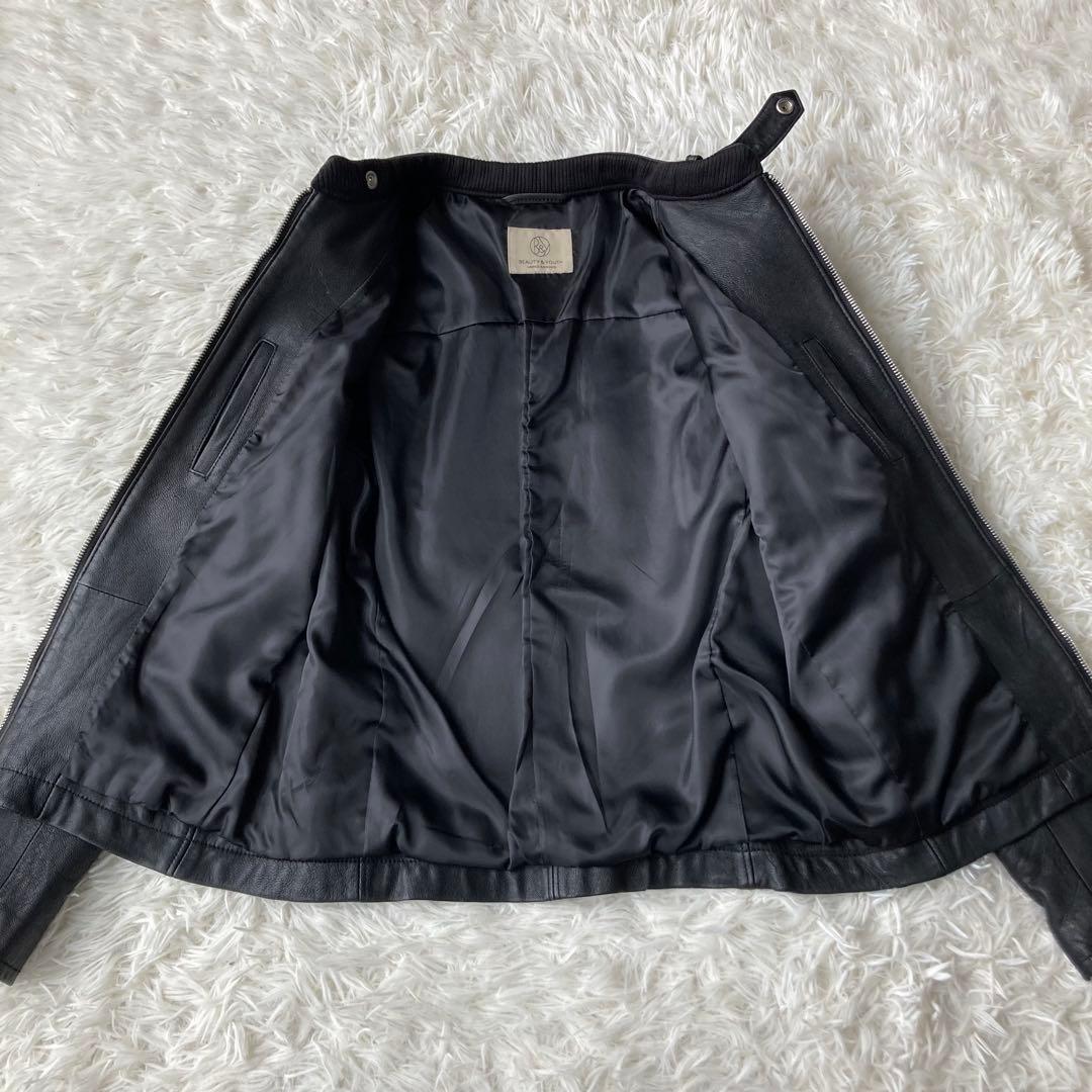 【美品】 ユナイテッドアローズ レザーシングルライダース 山羊革 レディース M