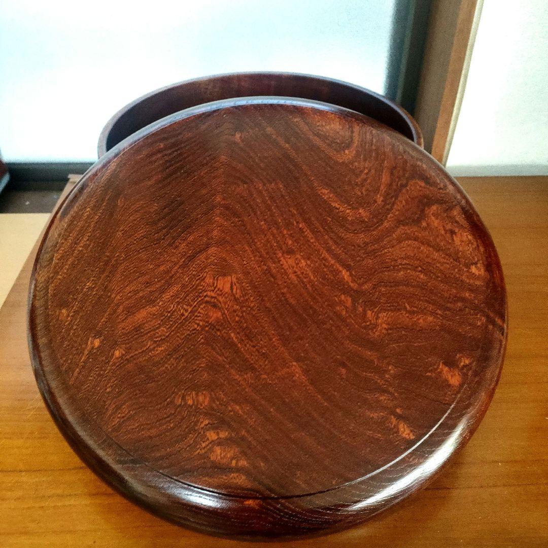 〈未使用〉木製　御茶櫃　ちゃびつ　くり抜き　茶道具　直径33cm　【T-10】