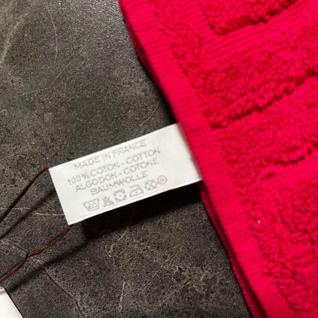 エルメス HERMES バスタオル フェイスタオル H柄 レッド系 未使用