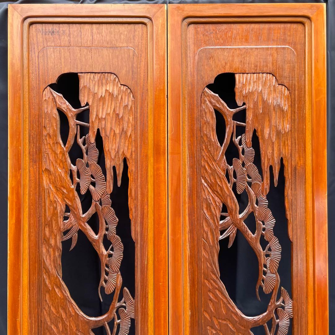 【送料込‼︎土日発送】欄間　2枚セット　レトロ　昭和　和室　手彫り