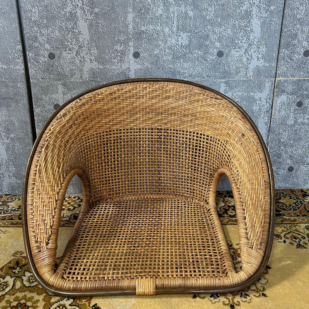 ꧁今枝ラタン꧂座椅子3脚 籐家具 いす イス チェア 昭和レトロ モダン