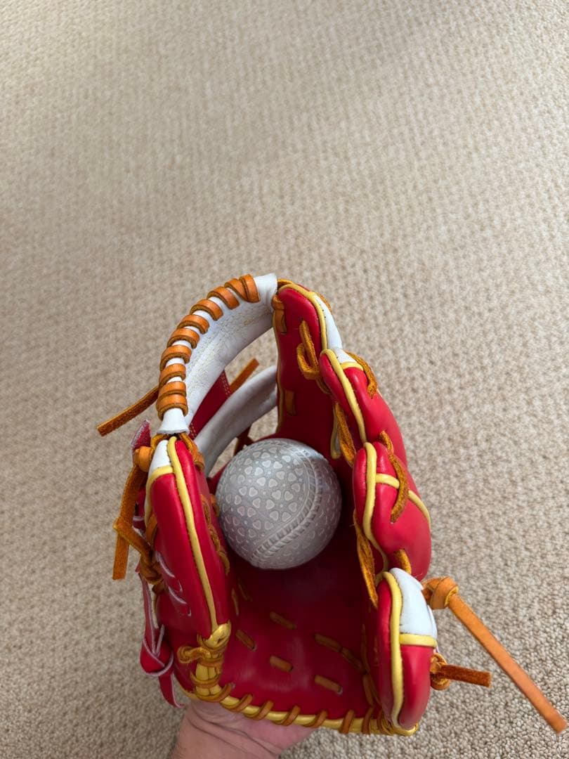 ミズノプロ　軟式グローブ レッド/シルバー