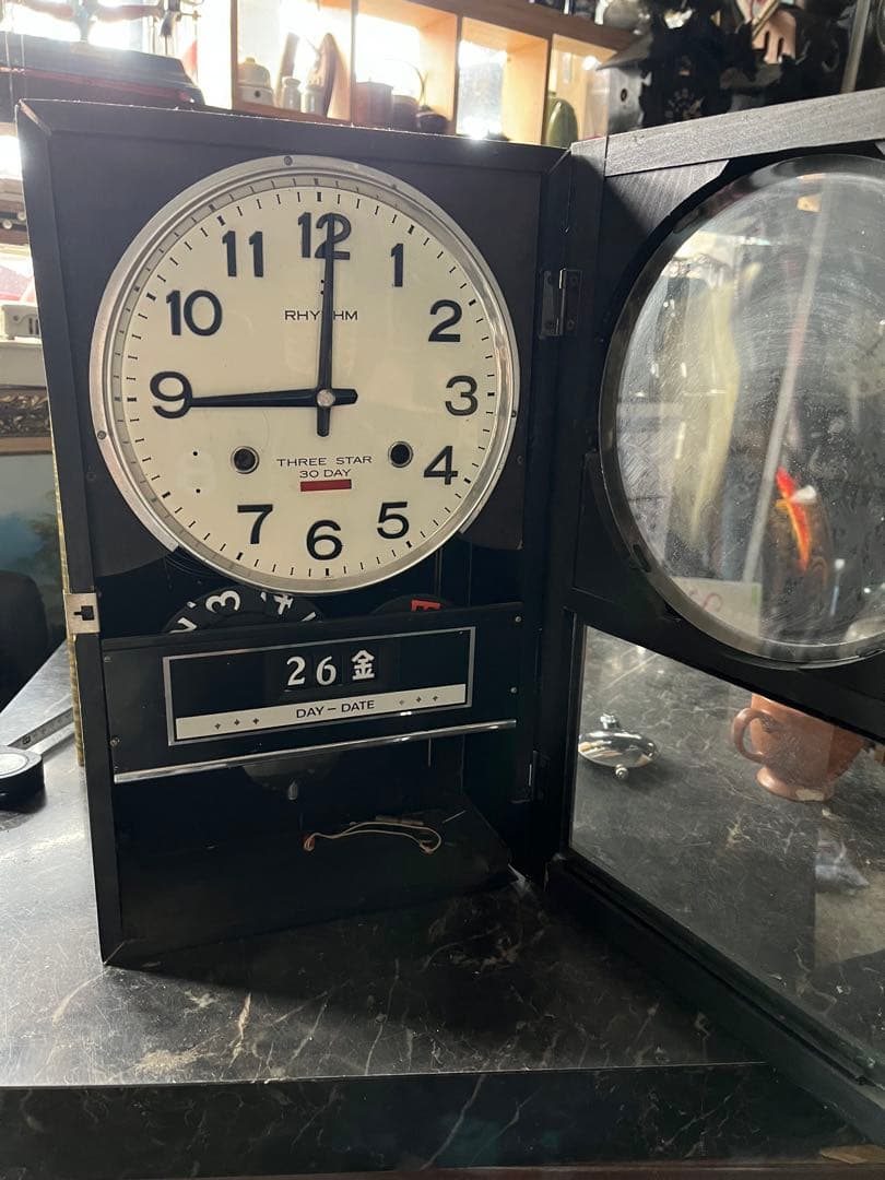 リズムゼンマイ掛け時計 リズムカレンダー付きゼンマイ掛け時計 柱時計