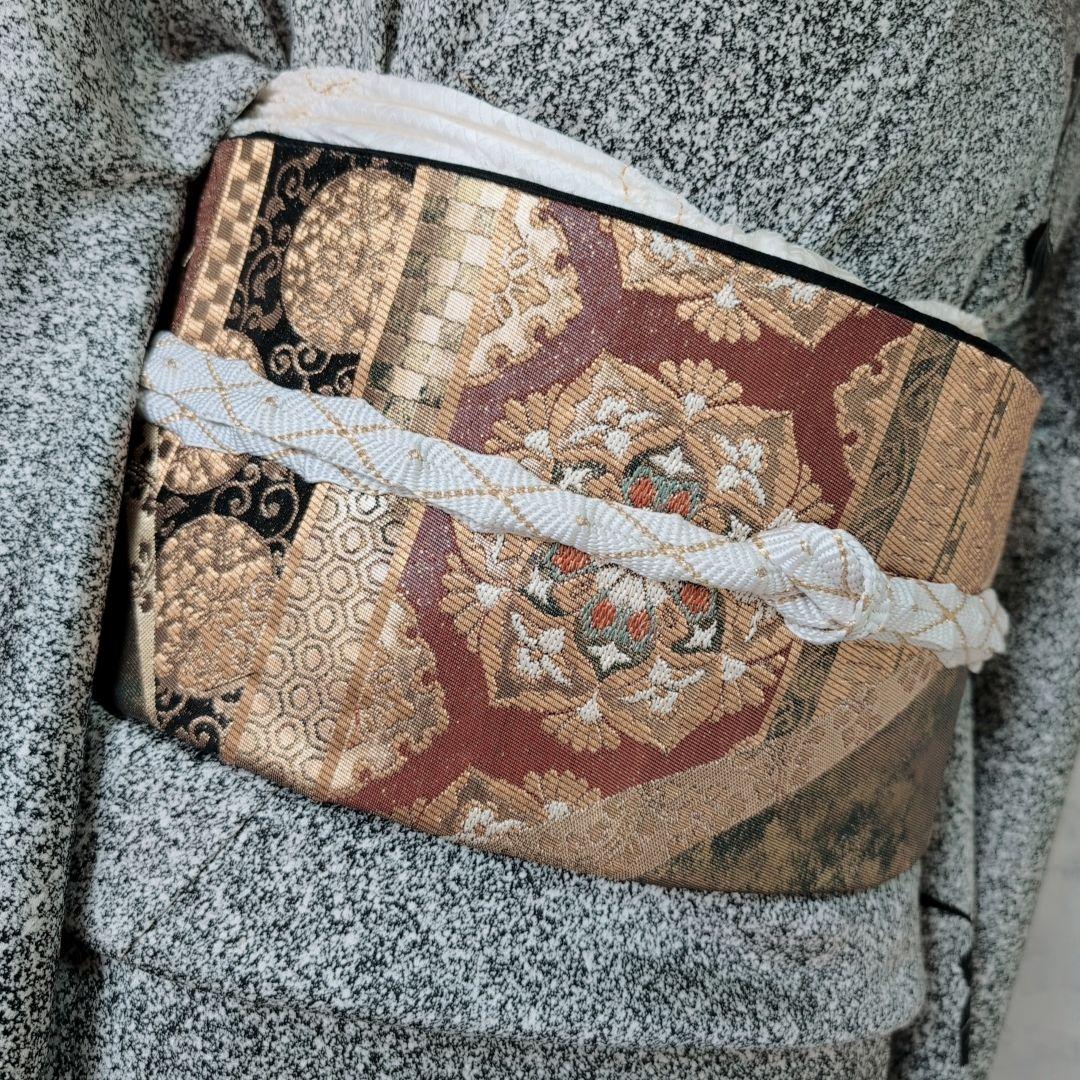 訪問着　フルセット　着物　正絹　たたき染め　白黒　モノトーン　シック　蔦　F5