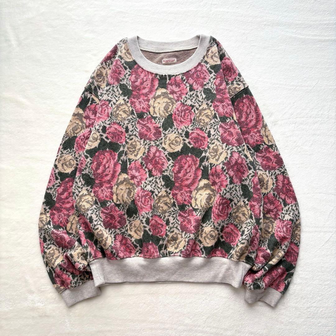 KAPITAL キャピタル ローズ柄 スウェット ゴブラン天竺クルースウェット