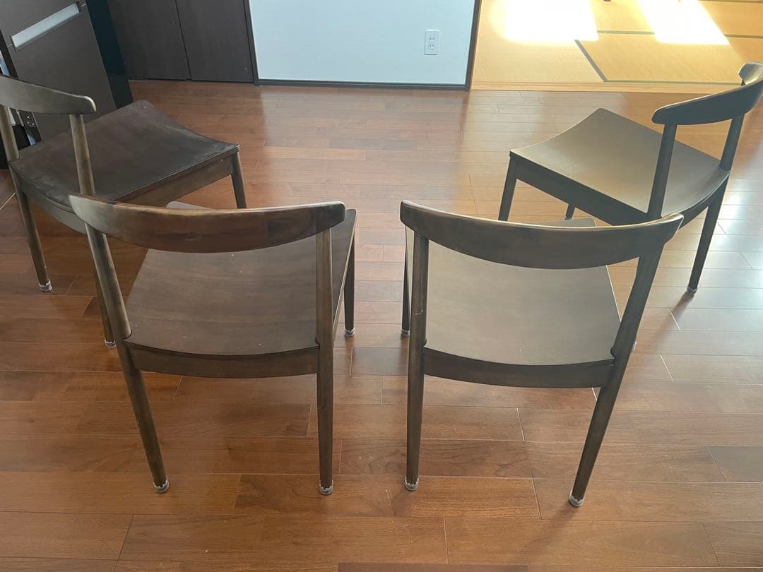 ダークブラウン 木製ダイニングチェア☆4☆送料込