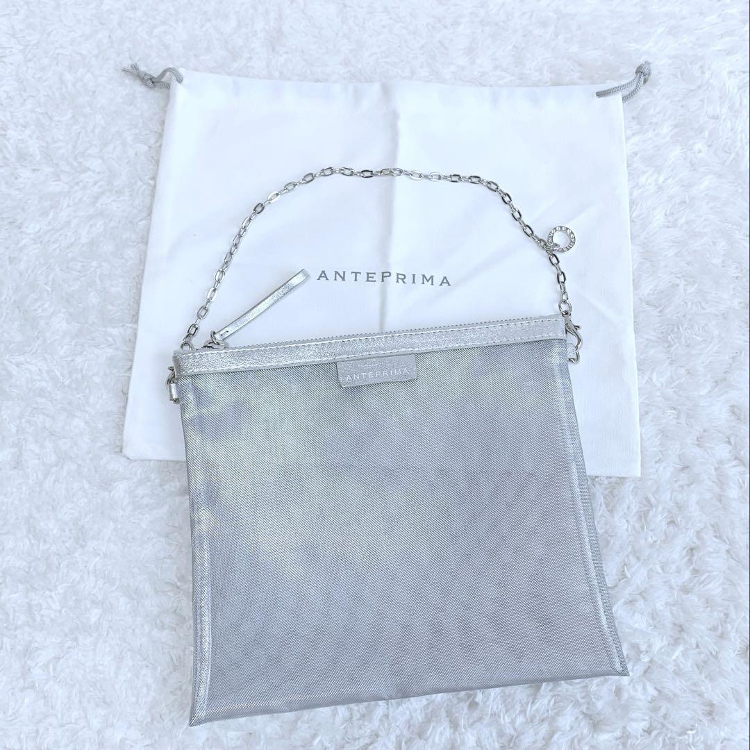 美品♪ ANTEPRIMA イントレッチオ インナーバッグ ポーチ付 シルバー