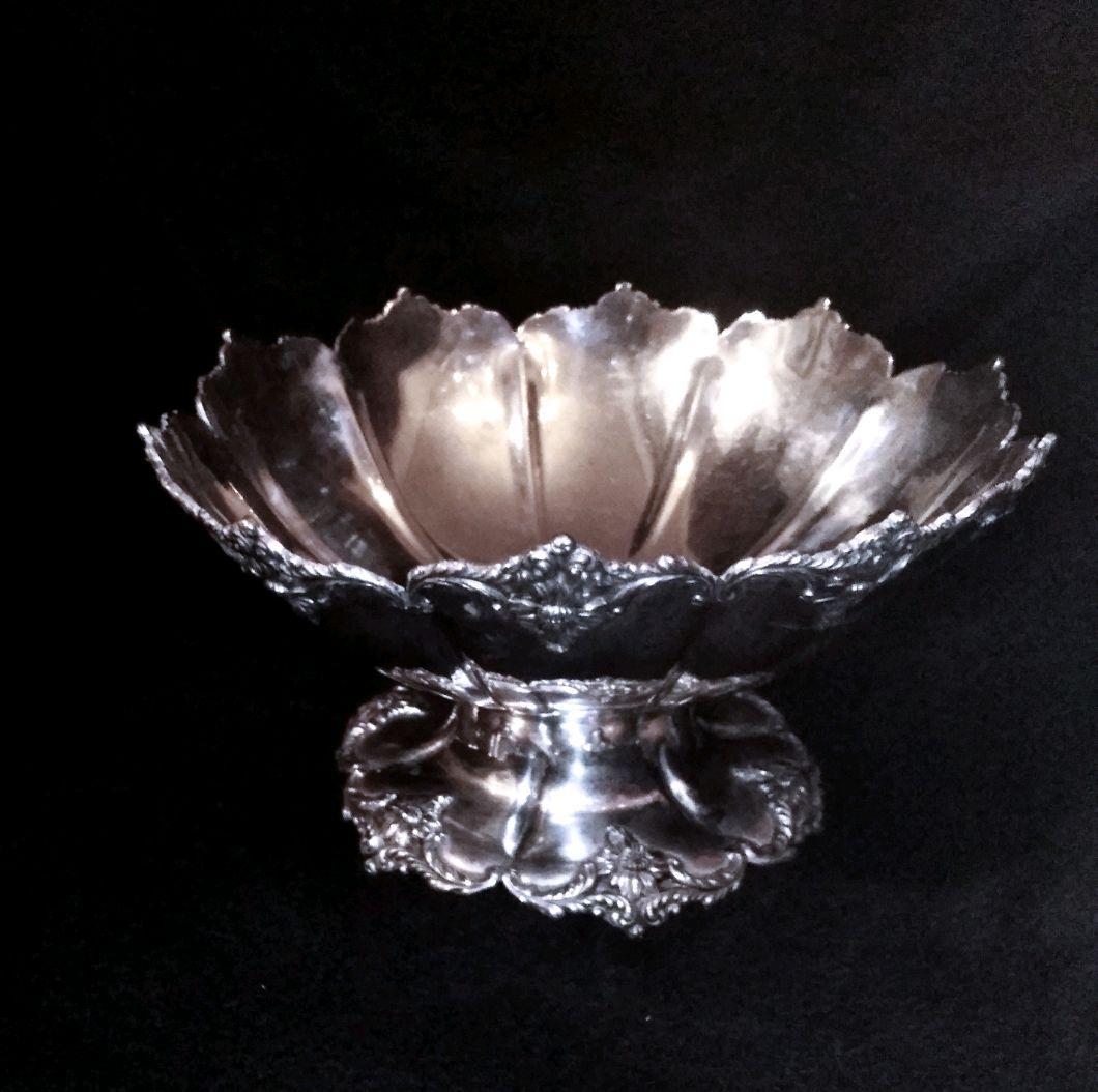 大型アンティークシルバー 銀食器 ボウル お椀ロココ シャビーシック 刻印 大皿