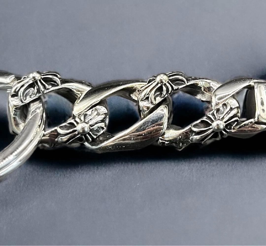 シルバー925 クロス フローラル キーチェーン キーホルダー キーリング 新品