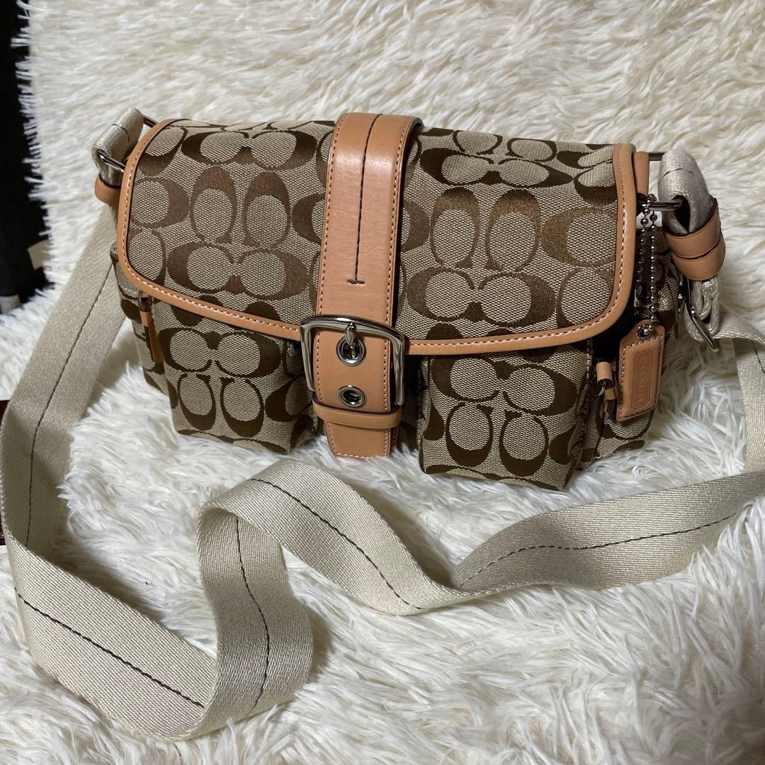 COACH ソーホー シグネチャー ショルダーバッグ ベージュ y2k