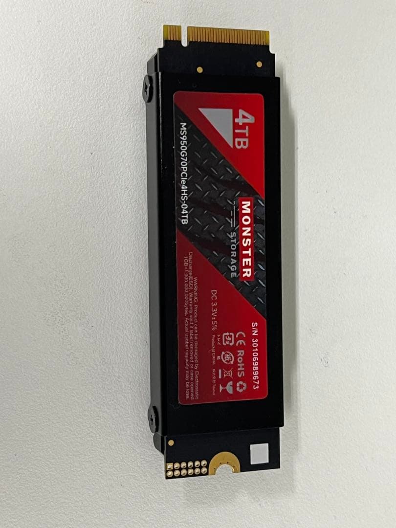 MS950　Monster Storage SSD 4TB ヒートシンク付