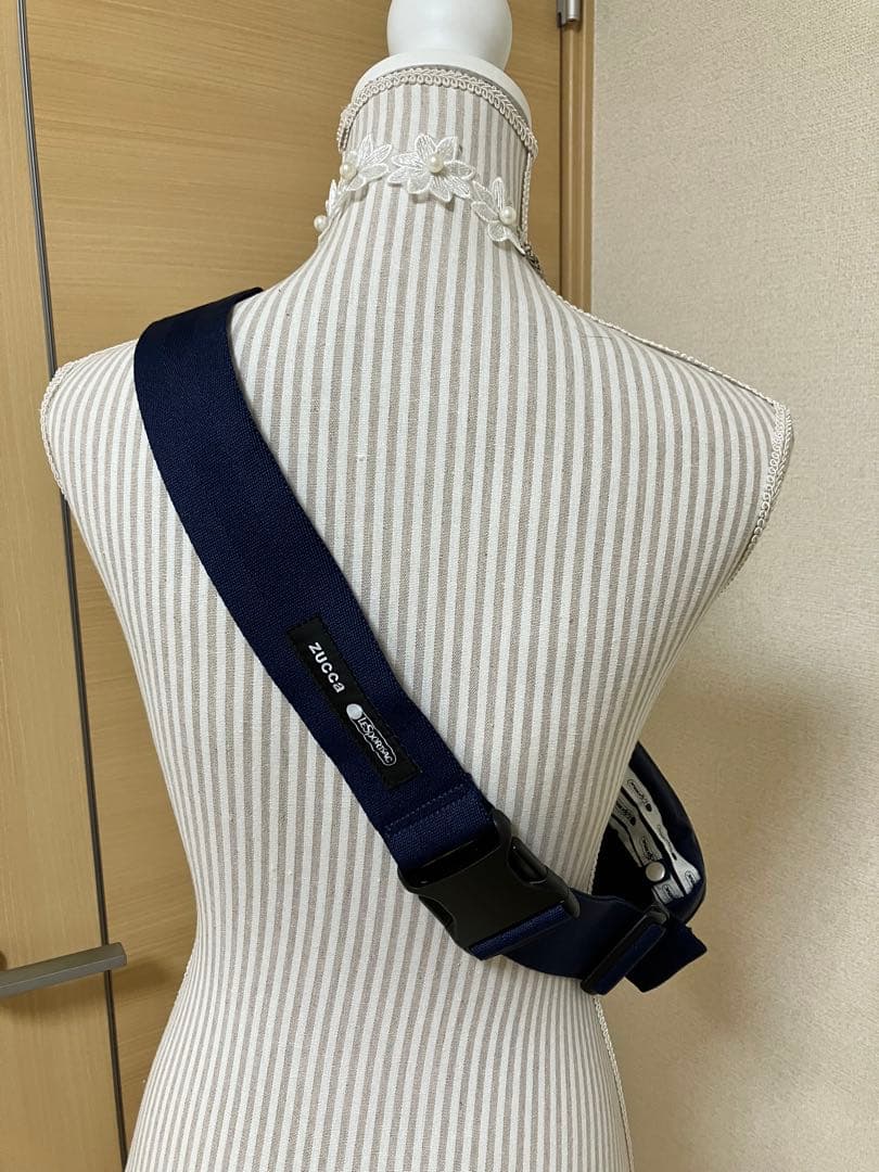 レスポートサック&ZUCCA コラボ ボディバッグ ネイビー ストライプ