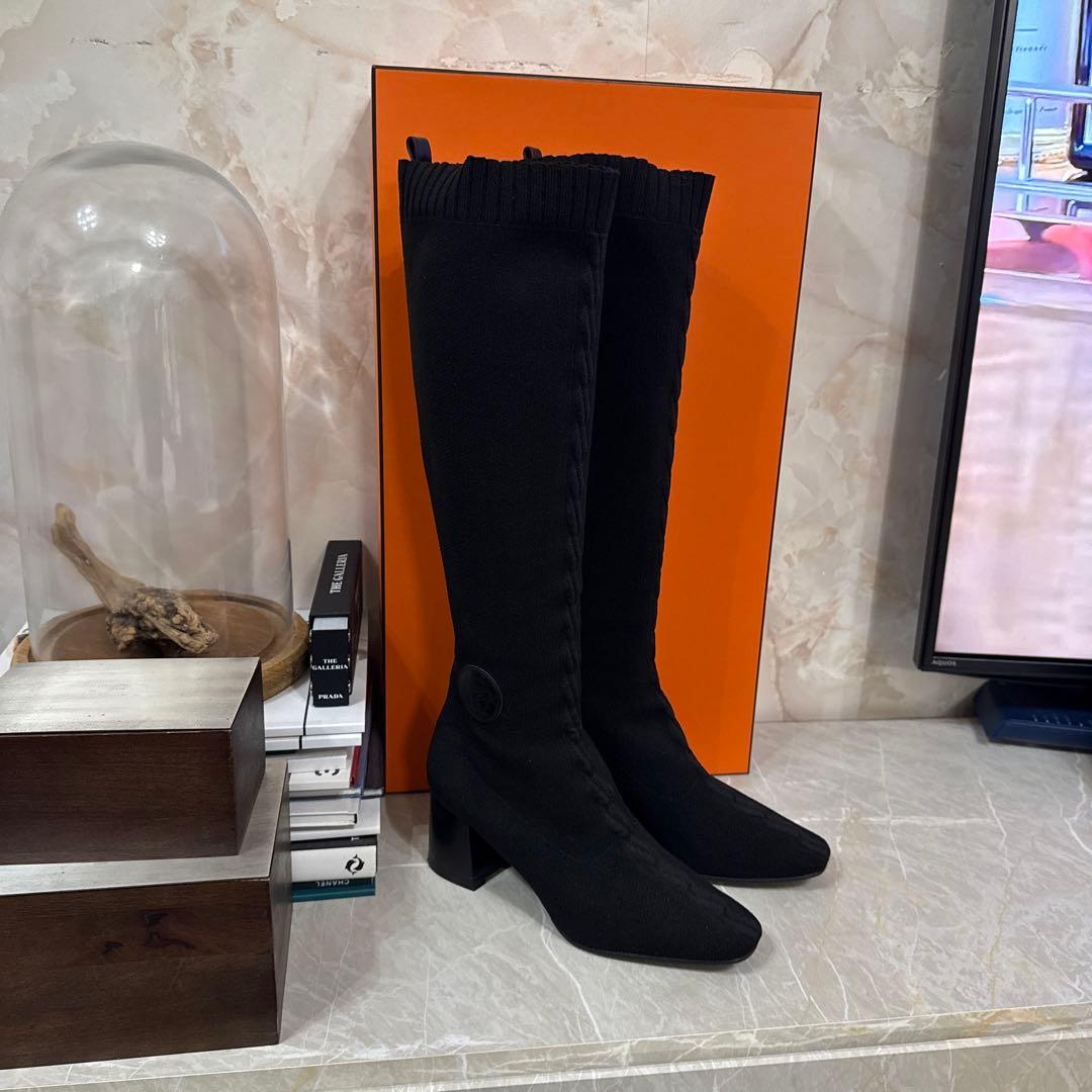 HERMES エルメス　ニットロングブーツ　40 美品　送料込