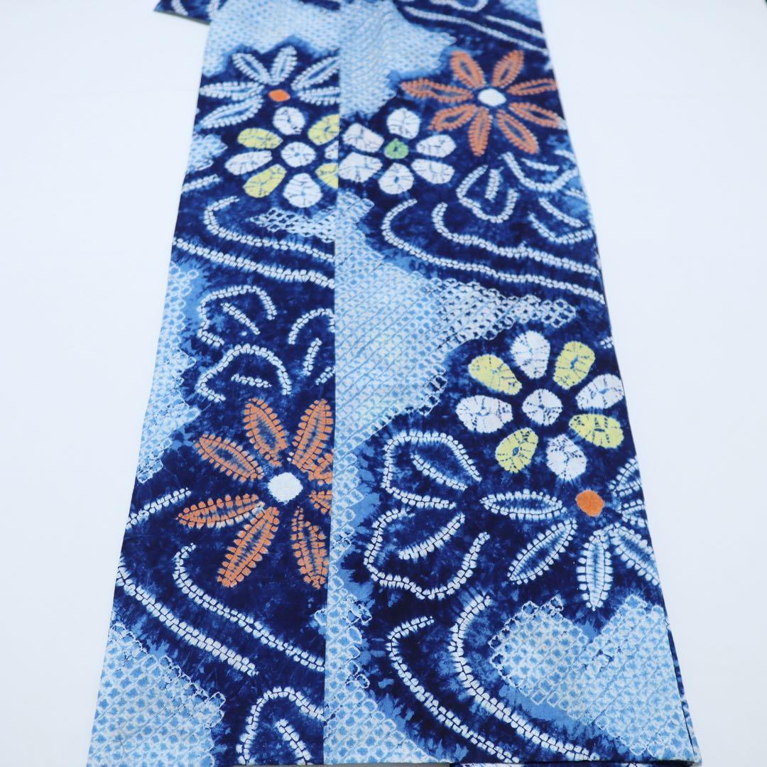 おかか【有松鳴海絞り】花模様◆木綿◆浴衣⑤
