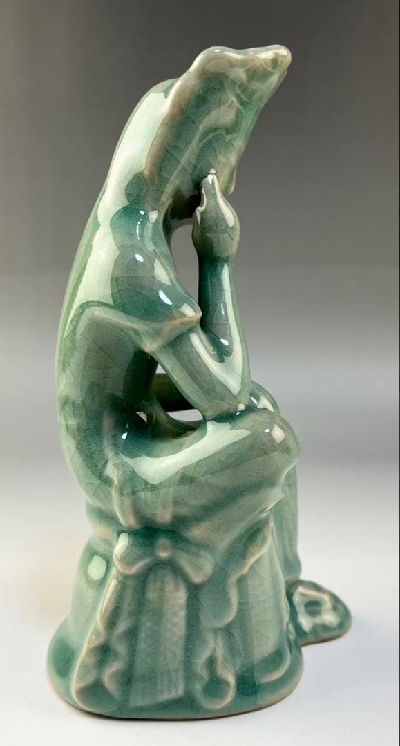 【高麗青磁弥勒菩薩半跏思惟像】陶器　仏像　東洋彫刻　青磁　民芸　民藝　骨董