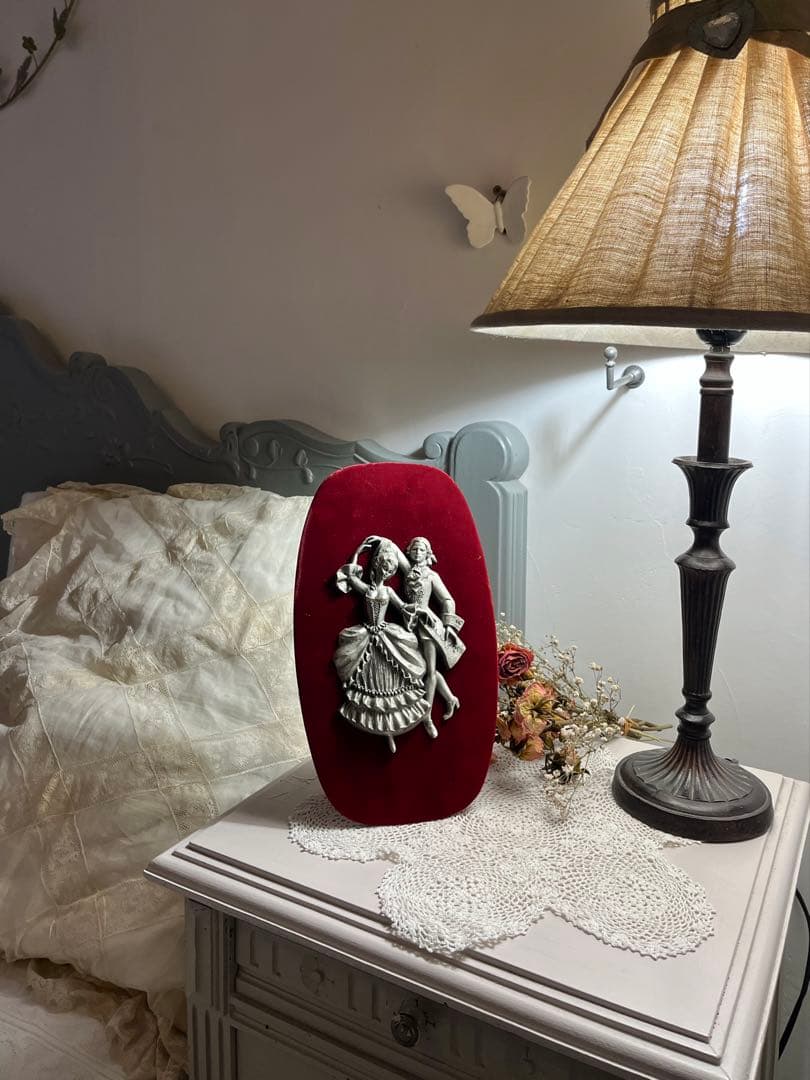 ◆フランスアンティーク｜手彫りピューター製E額壁掛け手作り置物王妃姫パリ貴族