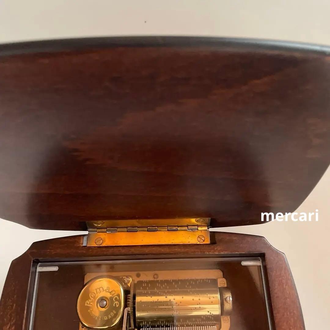 REUGEリュージュ　オルゴール クルミ無垢材象嵌細工ボックス　アンティーク置物