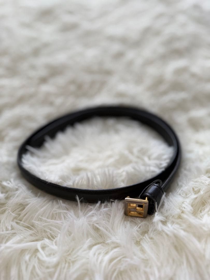 フェンディ FENDI ベルト レザー ズッカ ロゴ バックル ゴールド金具❣️黒