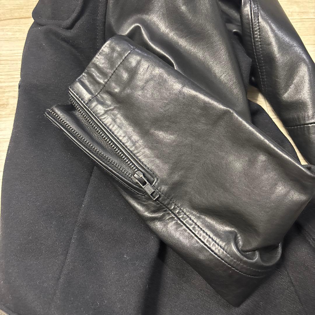 底値　DIESEL フード付き牛革ダッフルコート 黒